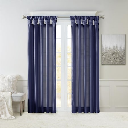 Madison Park Navy 100 Percent Polyester Twist Tab Lined Window Curtain MP40-6318